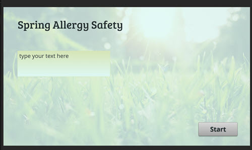 Screenshot of the Spring Allergy Safety Storyline course home screen